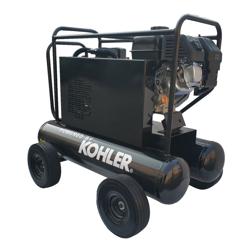 HPDAVV Gas Driven Piston Air Compressor 6.5HP - One Stage - Fit For KOHLER RH65 Engine - 20Gal Tank - 17cfm - Max 120psi Portable Compressed System