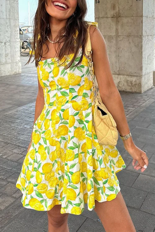 Lemon Print Mini Cami DressClistos