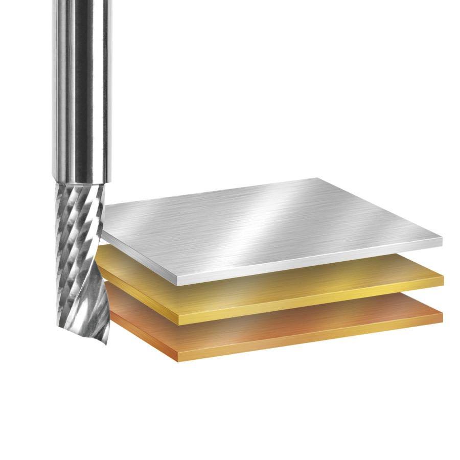 Amana Tool AMS-160 8-Pc Aluminum Cutting Solid Carbide Spiral 'O' Flute CNC Router Bit Collection, 1/4 inch Shank