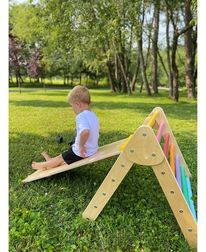 Lily and River Birch Little Climber Playset With Ladder Slide In Rainbow