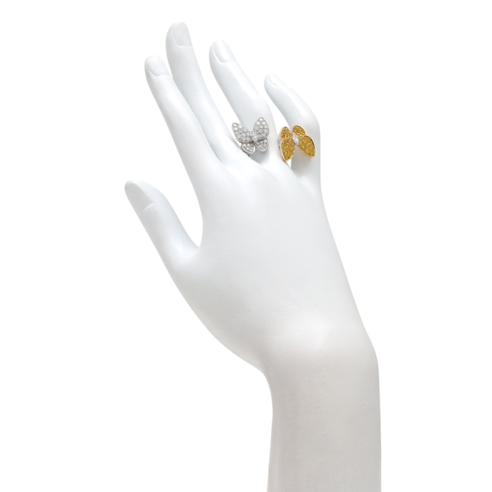 Van Cleef & Arpels Fauna de Papillon Entre Les Door Ring 18K White Gold & 18K Yellow Gold VCARA13600