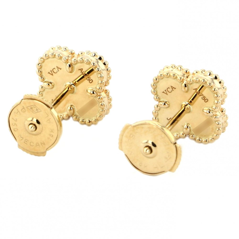 Van Cleef & Arpels Sweet Alhambra Mother of Pearl Earrings 18K Yellow Gold