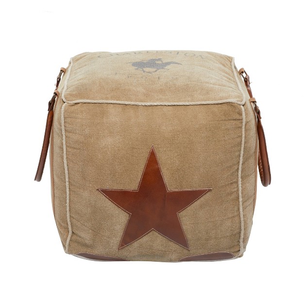 Rustic Leather And Canvas Foot Stool Ottoman Olivia amp May