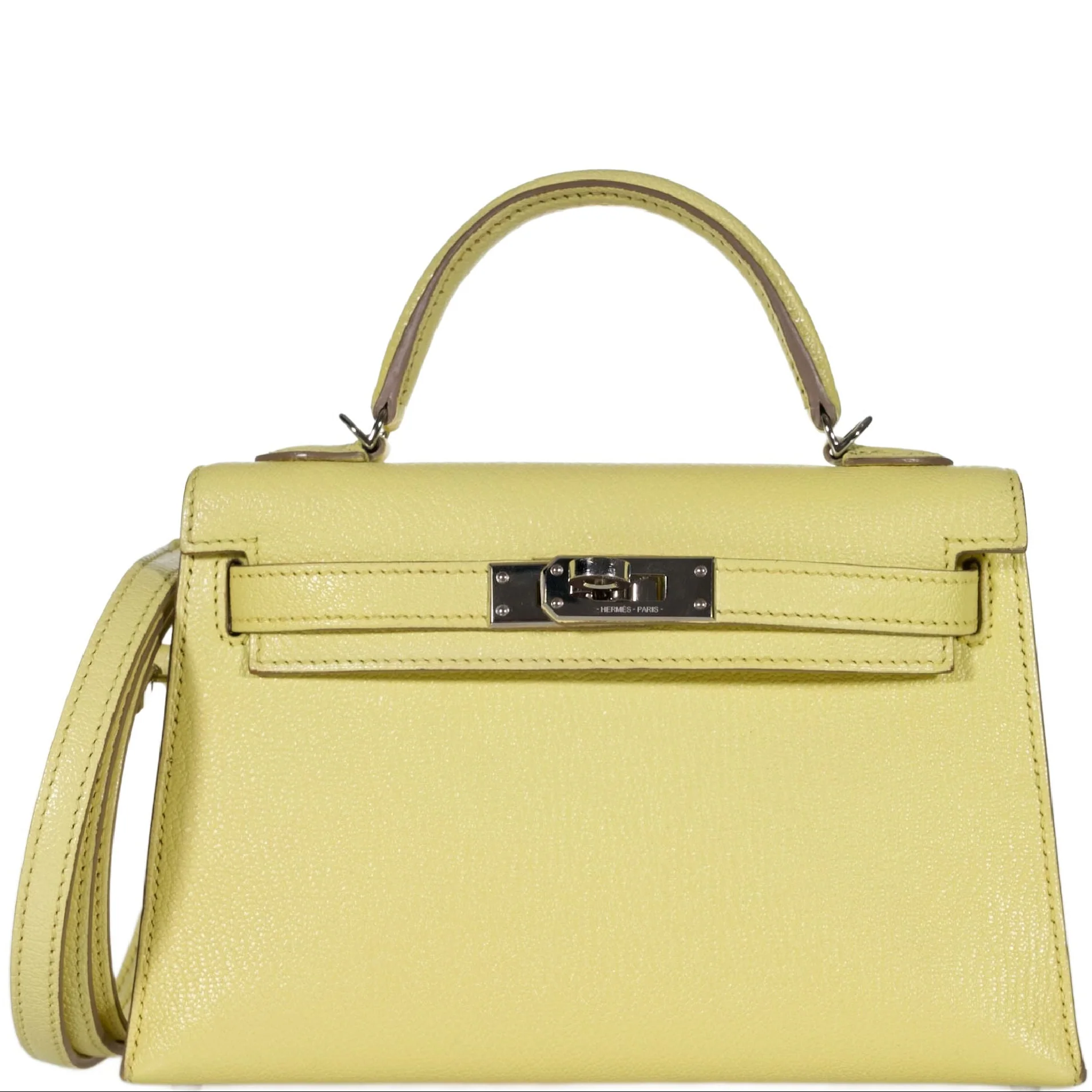 Hermès Mini Kelly Sellier 20 Limoncello Chevre with Palladium Hardware