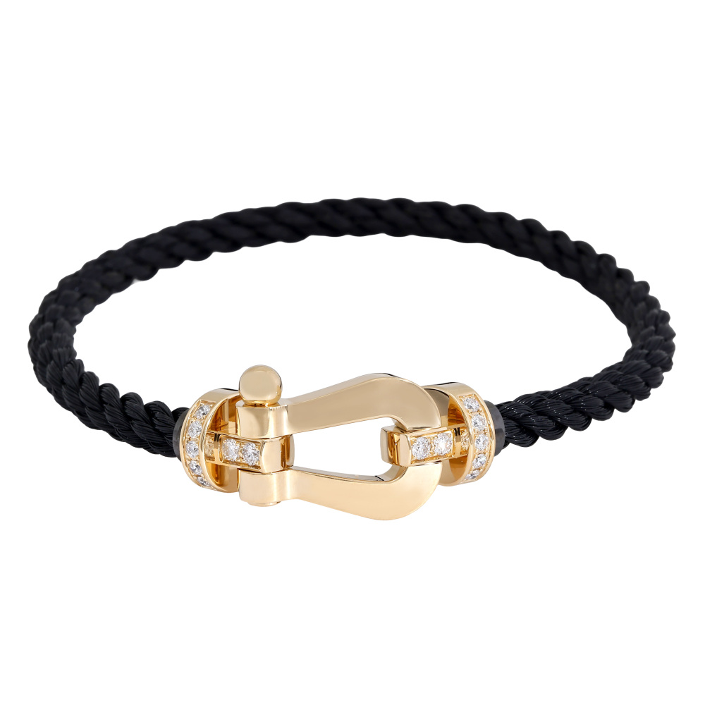 FRED Force 10 Bracelet 18K Yellow Gold & Stainless Steel Diamond 0B0028-6B0275