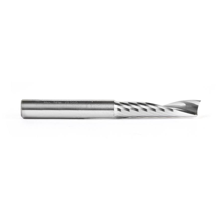 Amana Tool 51427 Solid Carbide CNC Spiral &O& Single Flute, Plastic Cutting 3/8 Dia x 1-5/8 x 3/8 Shank x 3-1/2 inch Long Up-Cut