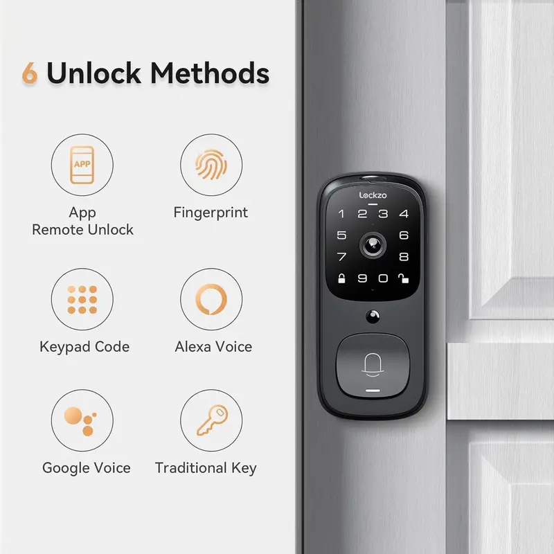 Video Doorbell Smart Lock – Keyless Entry, Built-in WiFi Camera, Front Door Deadbolt