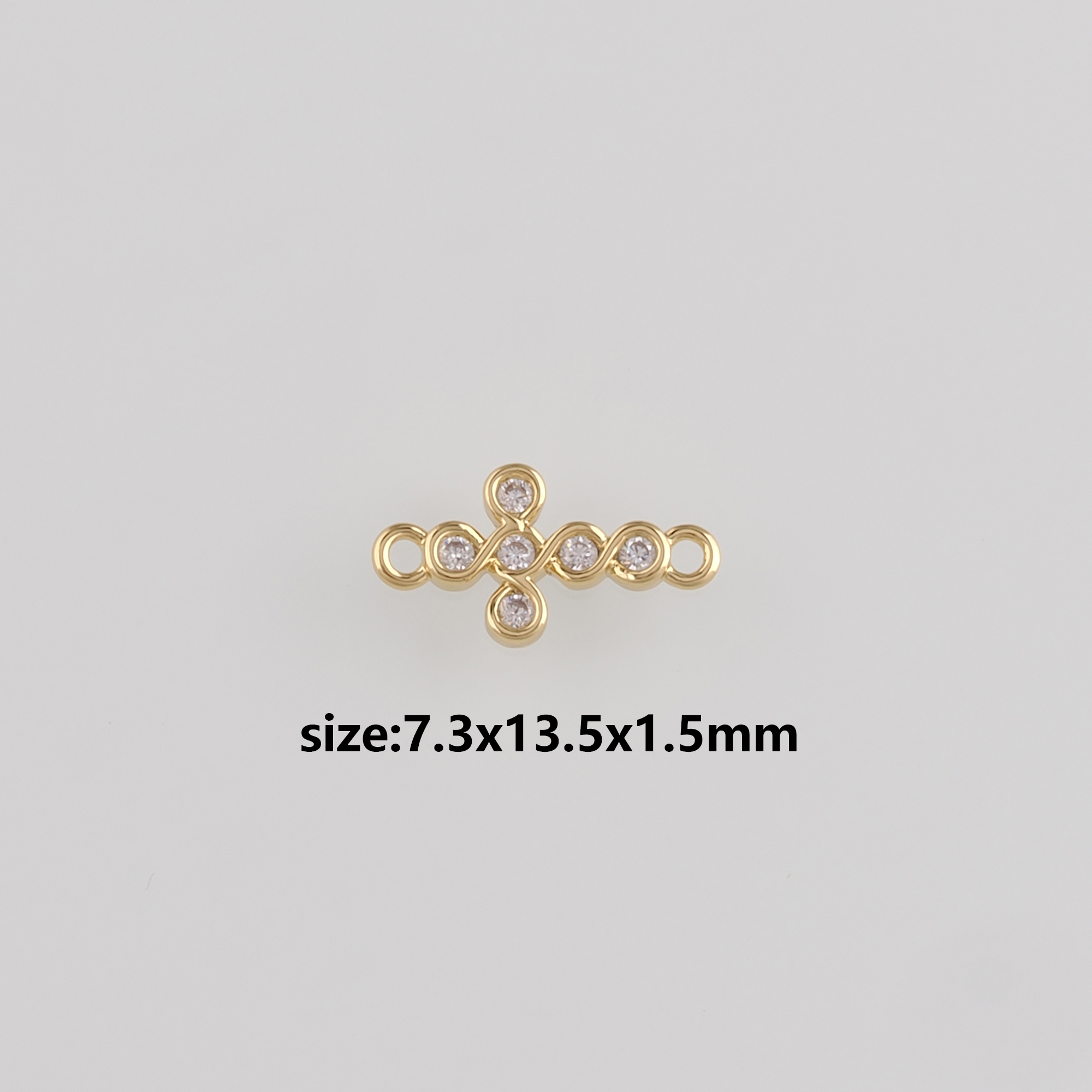 18K Gold Filled Cross Connector,CZ Micro Pave Religious Charm Necklace Bracelet for DIY Jewelry Making Supply