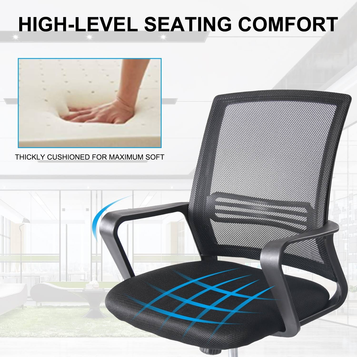 Home Office Computer Task Drafting Chair Black Adjustable Height Foot Ring Swivel Stool