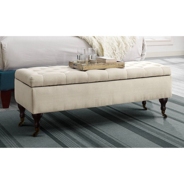 Collette Tufted Bench With Storage Butter Cream Adore Decor
