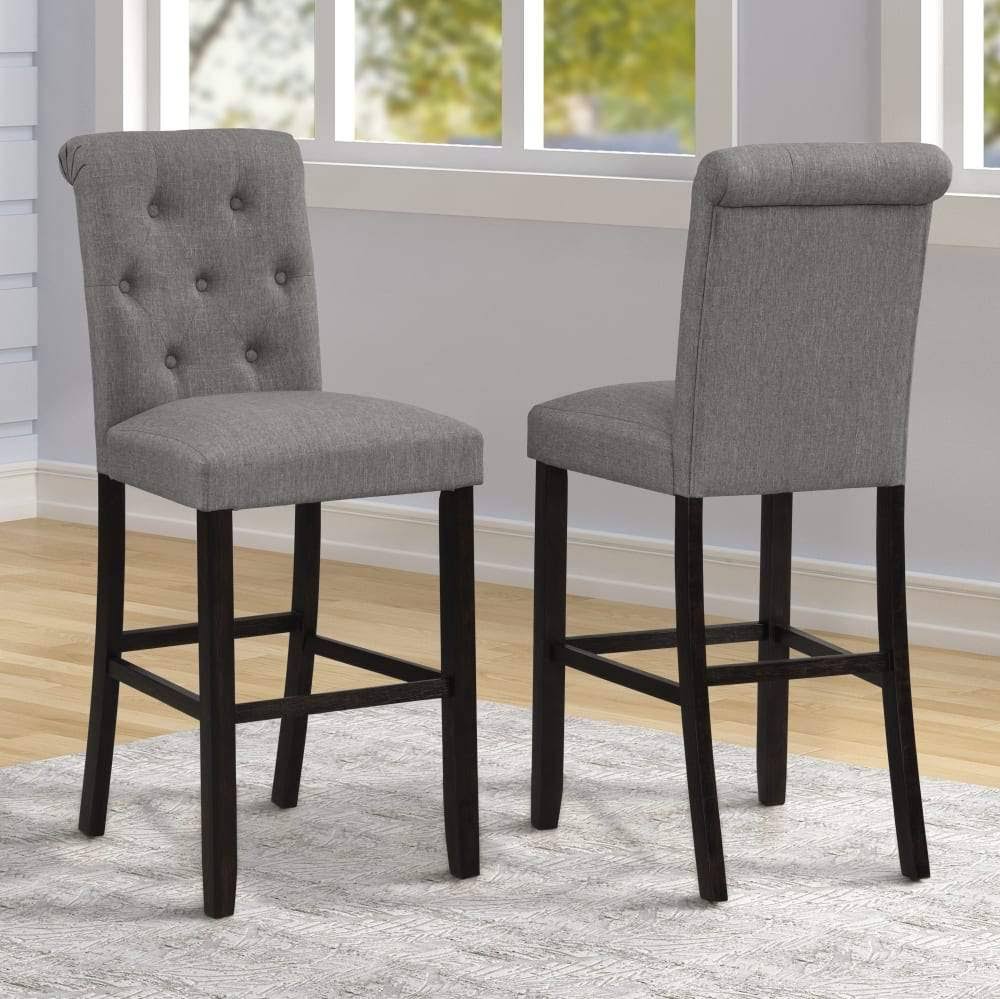 Leviton Solid Wood Tufted Asons Barstool, Set of 2 (Blue)