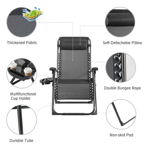 Gymax Folding Zero Gravity Lounge Chair Recliner w/ Cup Holder Tray