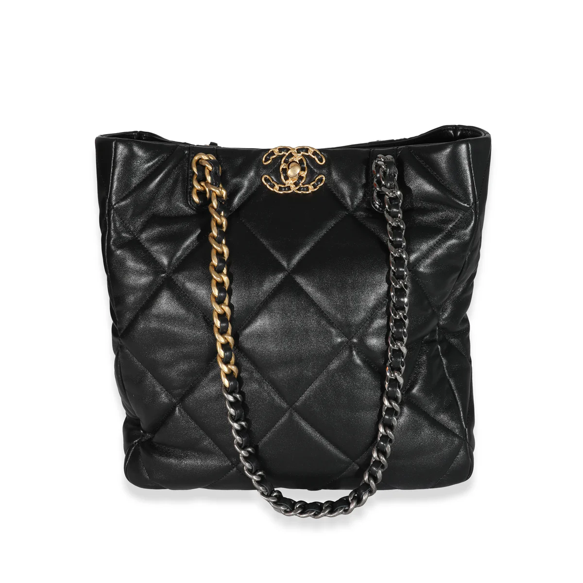 Chanel 19 Black Lambskin Quilted Shopping Bag 37cm
