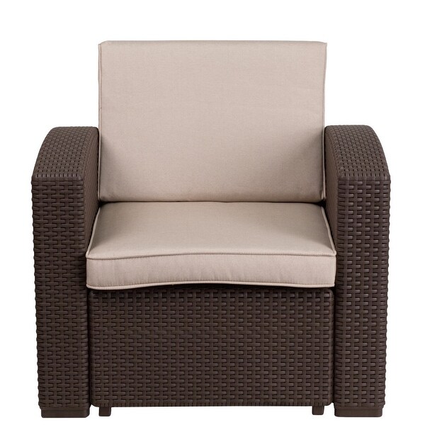 Faux Rattan Chair with AllWeather Cushion