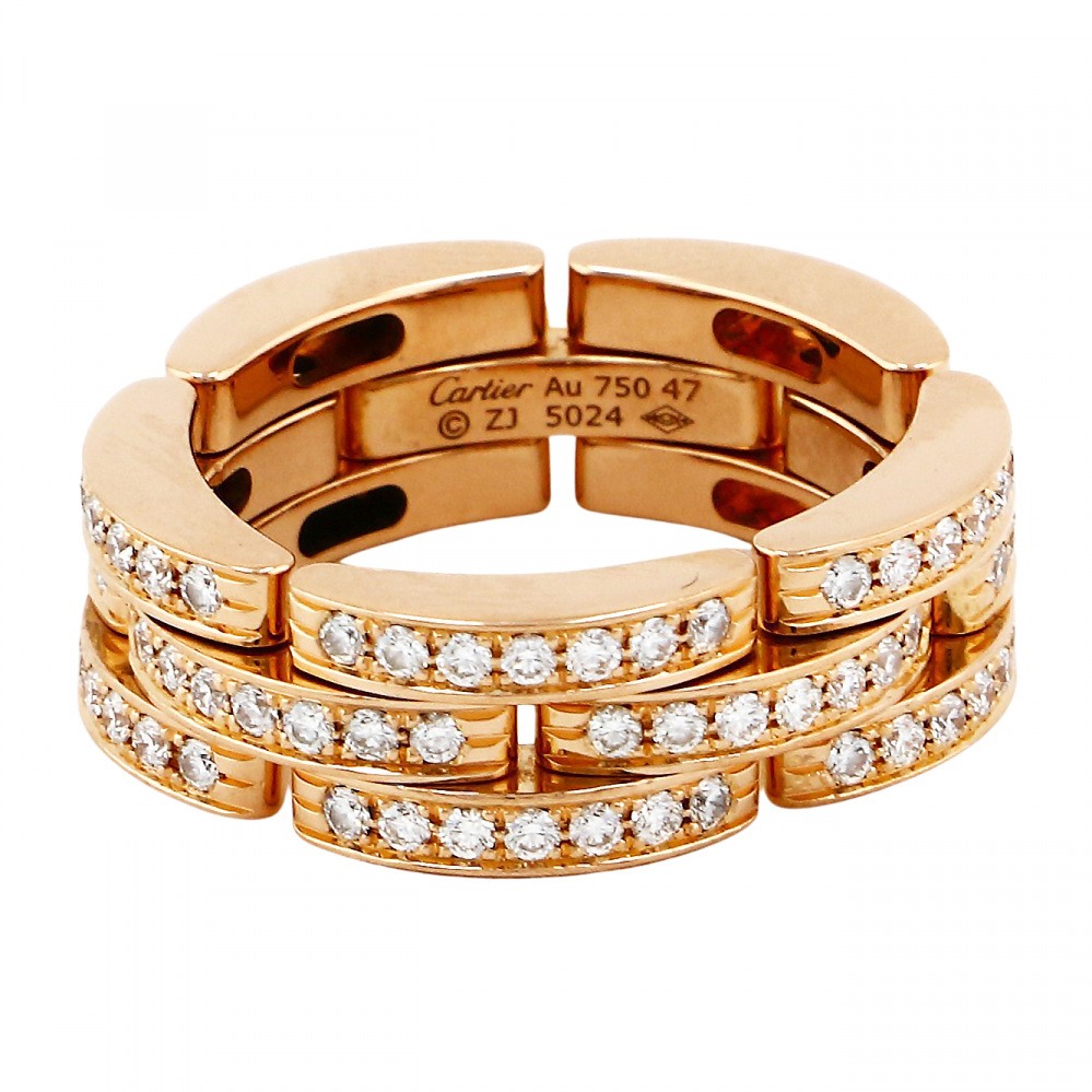 Cartier Mayon Pantale Ring 18K Rose Gold Diamond