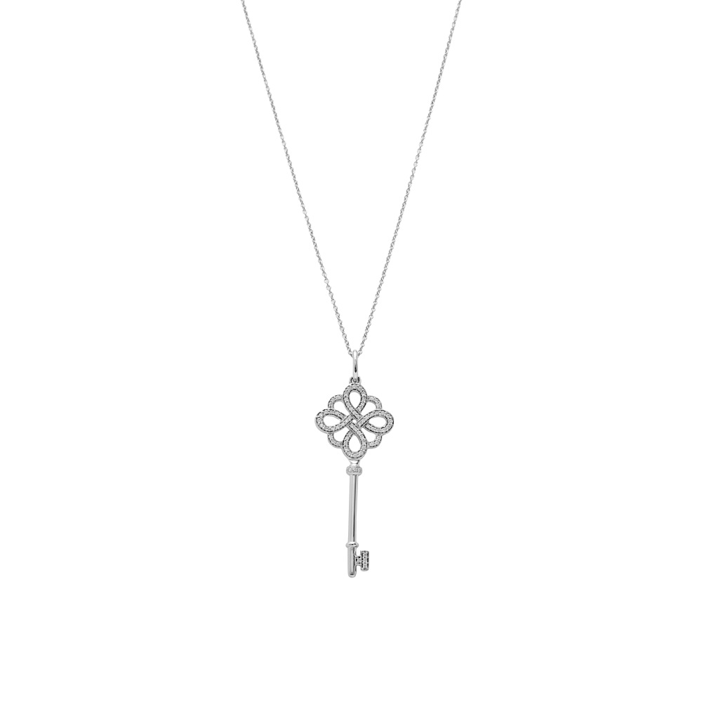 Tiffany & Co. Knot Necklace 18K White Gold Diamond