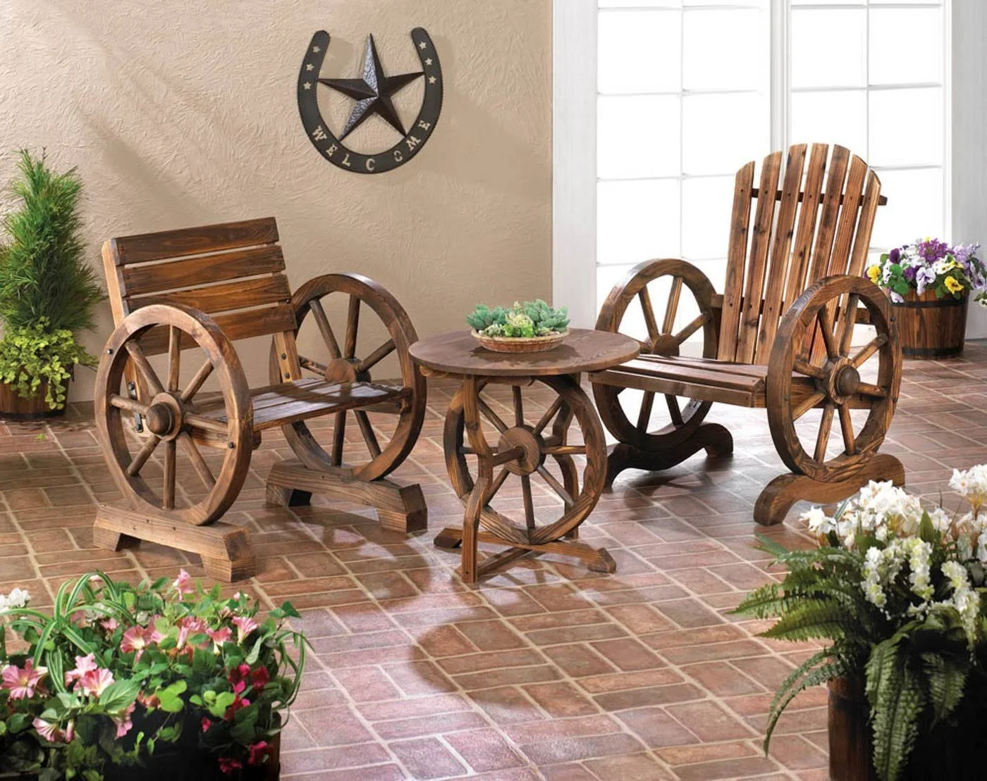 Wagon Wheel Adirondack Chair