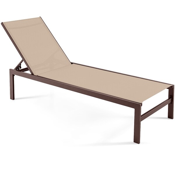 Gymax Aluminum Patio Chaise Lounge Outdoor Adjustable Lounge Chair W/