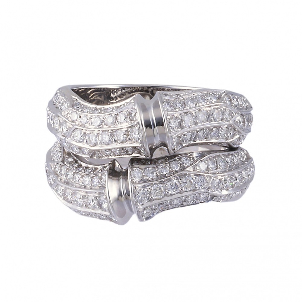 Cartier Bamboo Ring 18K White Gold Diamond