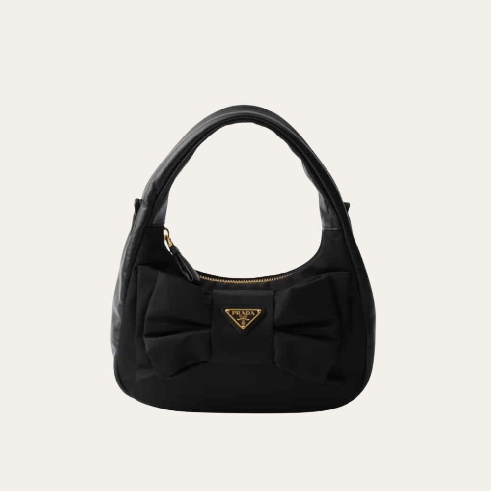 Prada Re Nylon And Nappa Mini Bag With Bow Black 8.3 Inches 1Bc241 Rp0C F0002 V Oxo