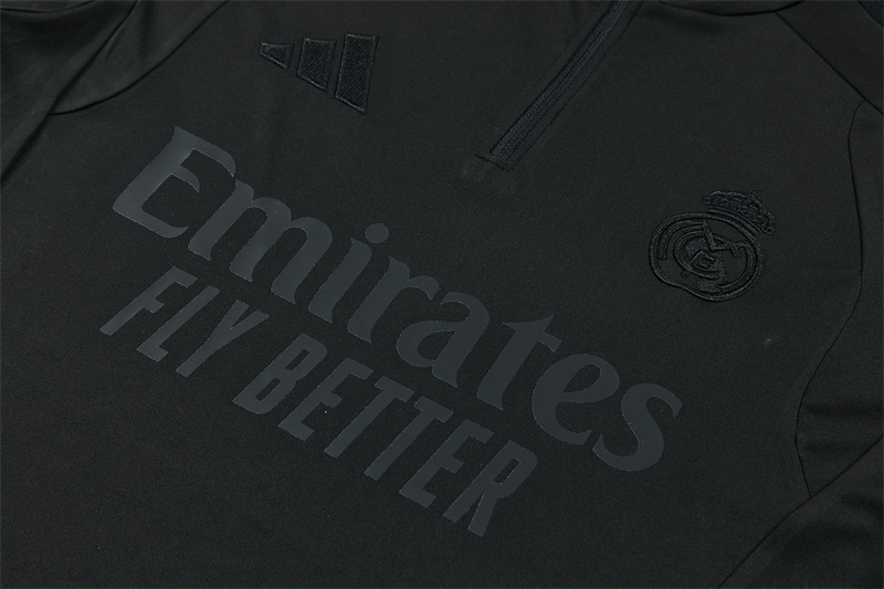 Adult / Kids 2627 Real Madrid Half Zipper Training Suit (All Black)