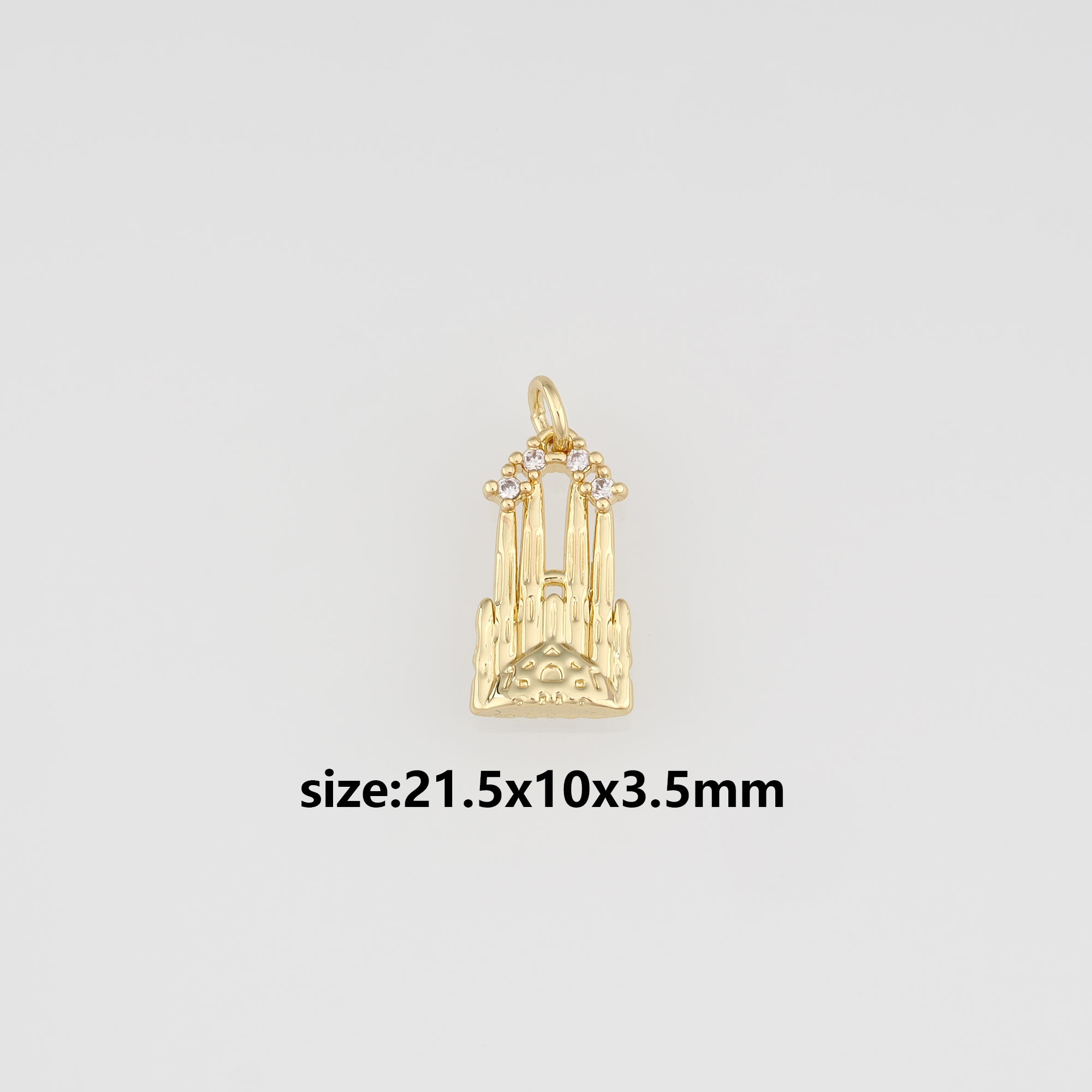 18K Gold Filled Castle Pendant,CZ Micro Pave Castle Charm Earrings Necklace for DIY Jewelry Making Supply