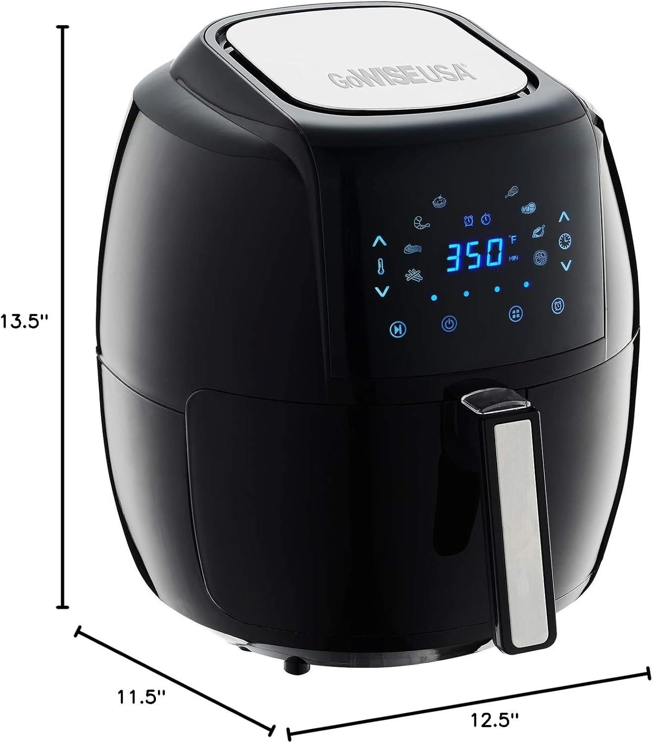 5.8QT 8-in-1 Electric Air Fryer, Rapid Air Tech, Touch Screen, Shake Reminder, Black