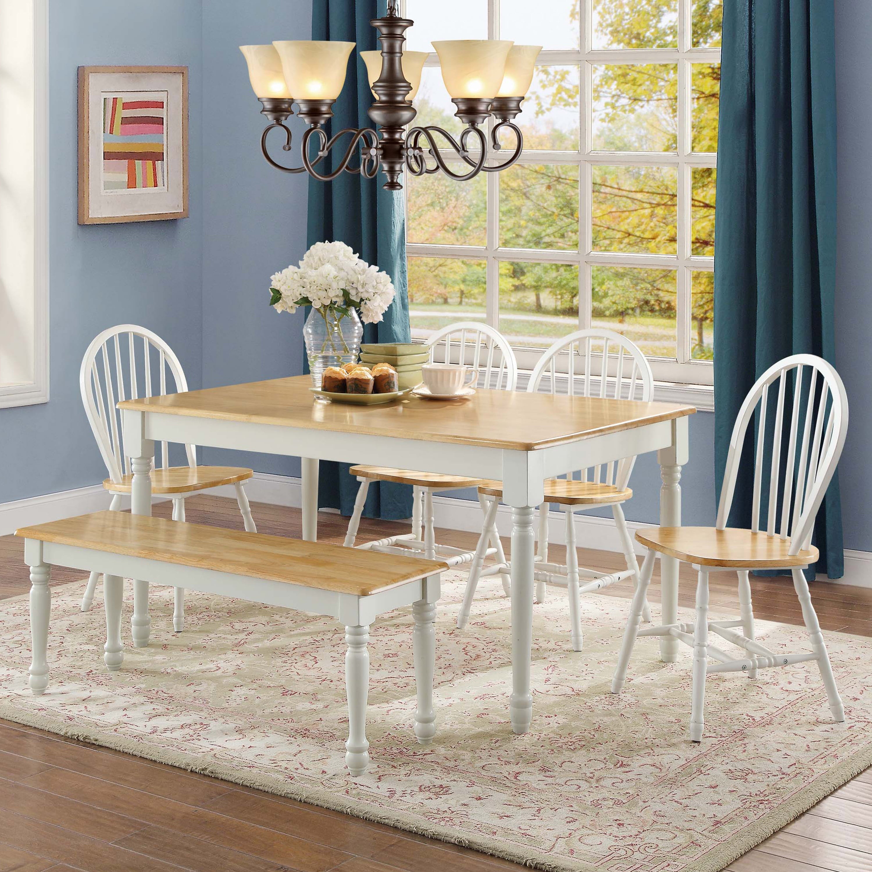 Better Homes and Gardens Autumn Lane Farmhouse Solid Wood Dining Bench and Natural Finish