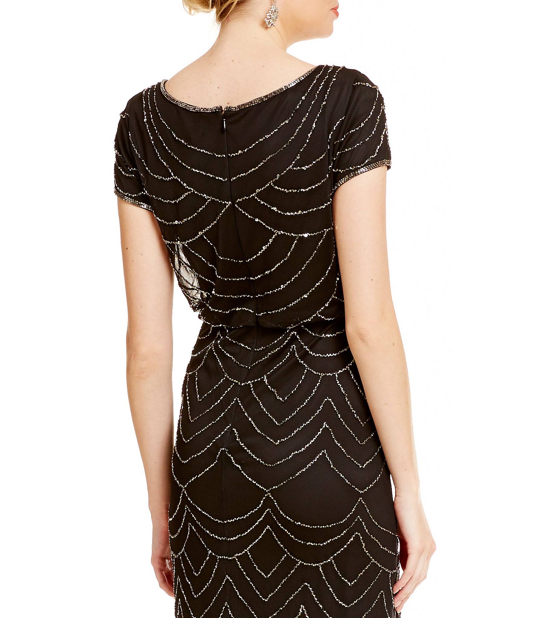 Adrianna Papell Beaded Blouson Gown - 2 / Black