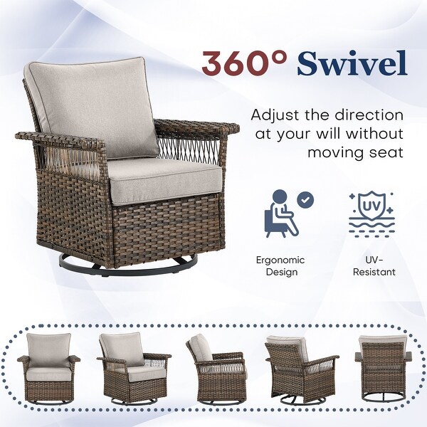7PCS 3Seat Sofa,2 Swivel Chairs,2 Armchairs,2 Ottomans