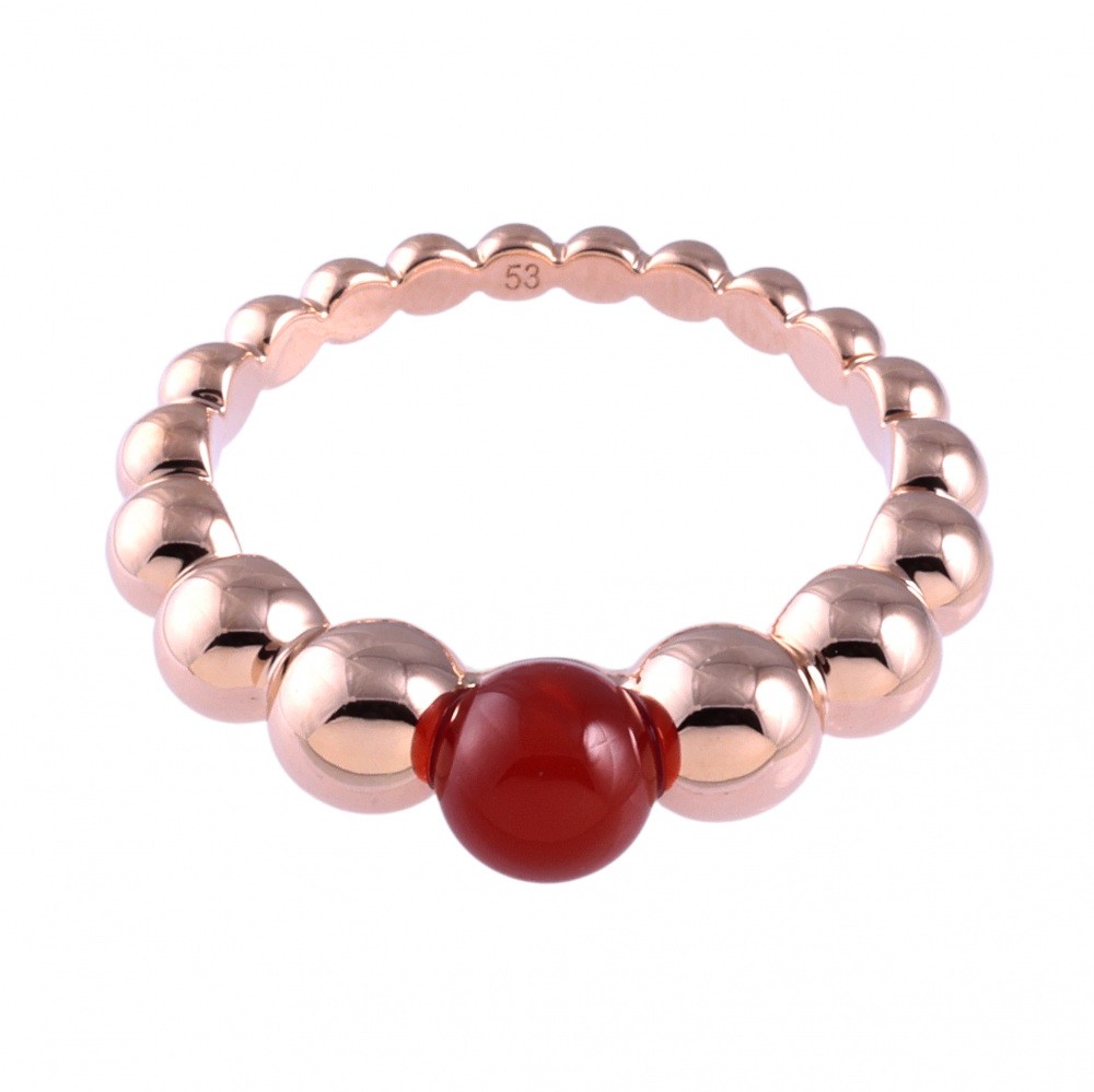 Van Cleef & Arpels Perlekruul Variations Ring 18K Rose Gold Carnelian