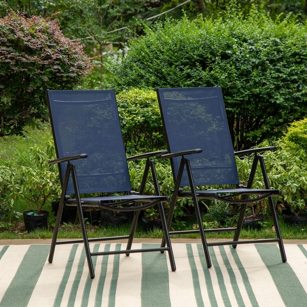 9Piece Patio Dining Set,Metal Table and Foldable Sling Dining Chairs with 7 Levels Adjustable