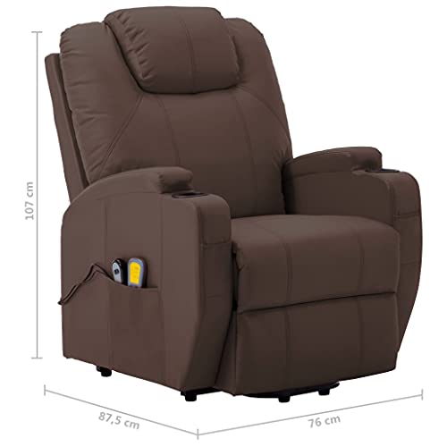 vidaXL Electric Power Lift Massage Chair with Manual Recline, 6-Point Vibration Massage, Cup Holders & Side Pocket – Black Faux Leather Comfortable Recliner