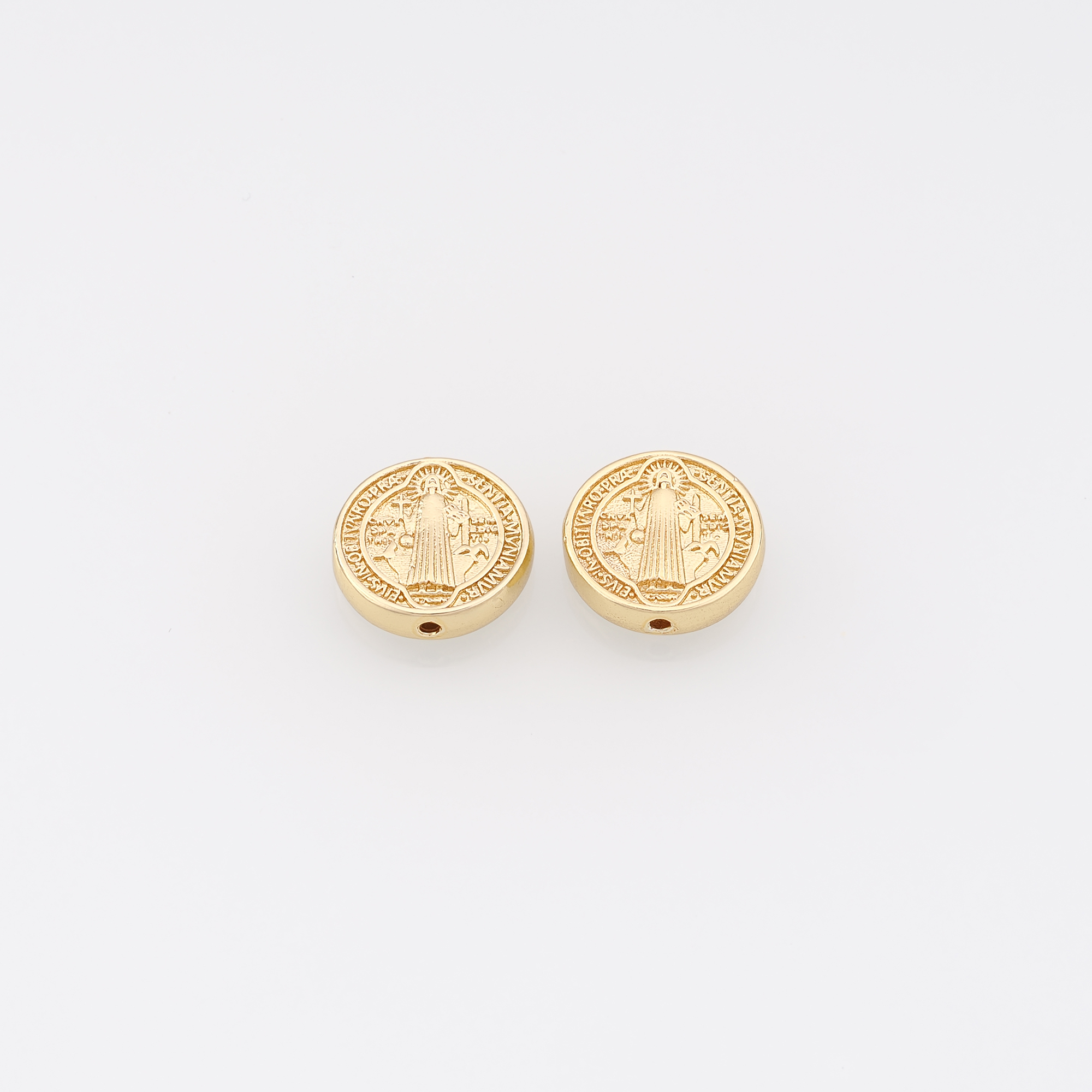18K Gold Filled Benedict Spacer Beads,Religious Charm,Benedict Bead for Bracelet Jewelry Necklace Making Supply