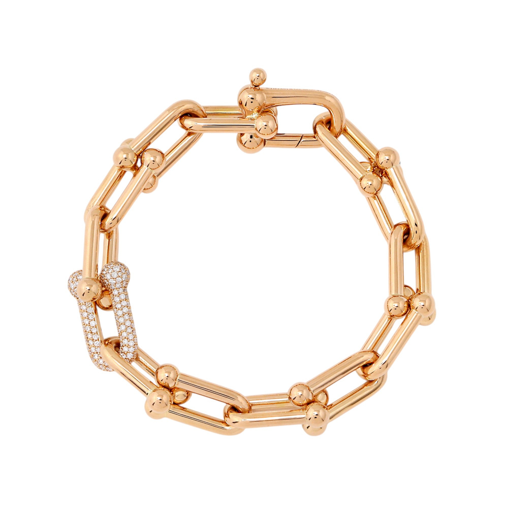 Tiffany & Co. Hardware Link Bracelet 18K Rose Gold Diamond 70353229