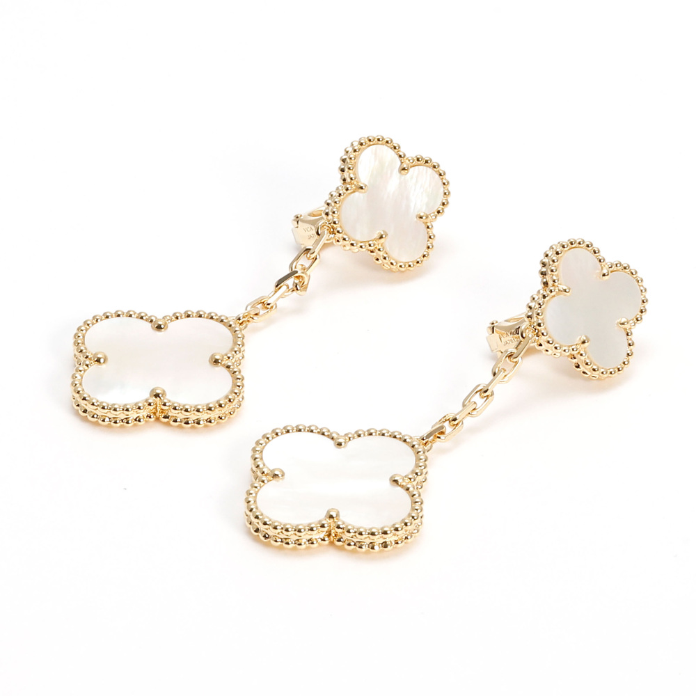 Van Cleef & Arpels Magic Alhambra Earrings 18K Yellow Gold Mother of Pearl VCARD78800