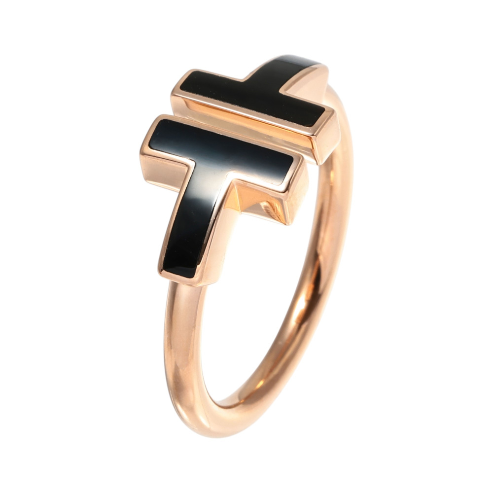 Tiffany & Co. Tiffany T Wire Ring 18K Rose Gold Onyx 64027433