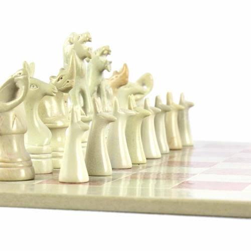 Smolart | Hand Carved Soapstone Animal Chess Set - 15x22 Board
