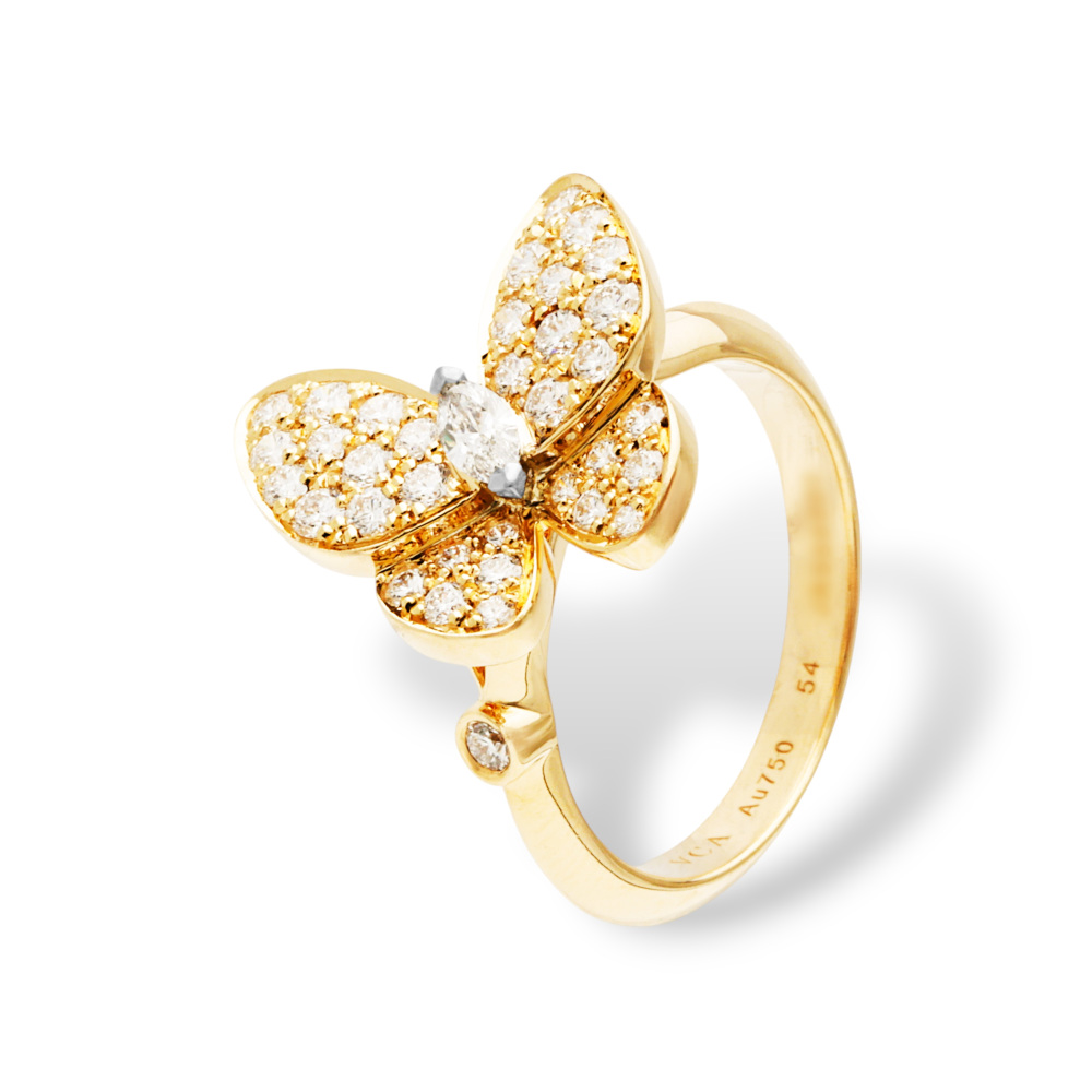 Van Cleef & Arpels Fauna de Papillon Ring 18K White Gold & 18K Yellow Gold Diamond VCARP3DQ00