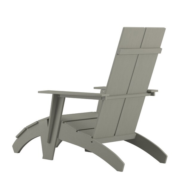 Modern AllWeather Dual Slat Adirondack Style Chair with Footrest