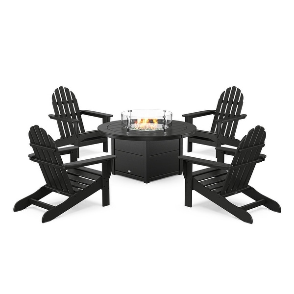 POLYWOOD Classic Adirondack 5Piece Conversation Set with Fire Pit Table