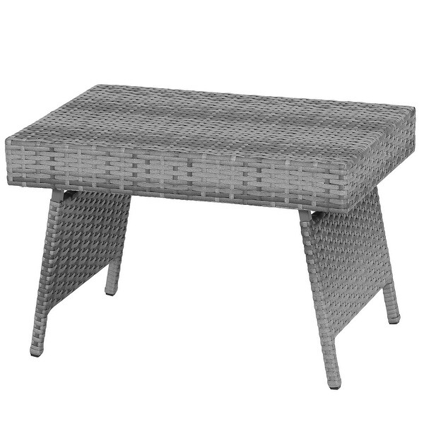 Gymax Folding Rattan Wicker Coffee Side Table Patio Garden Poolside