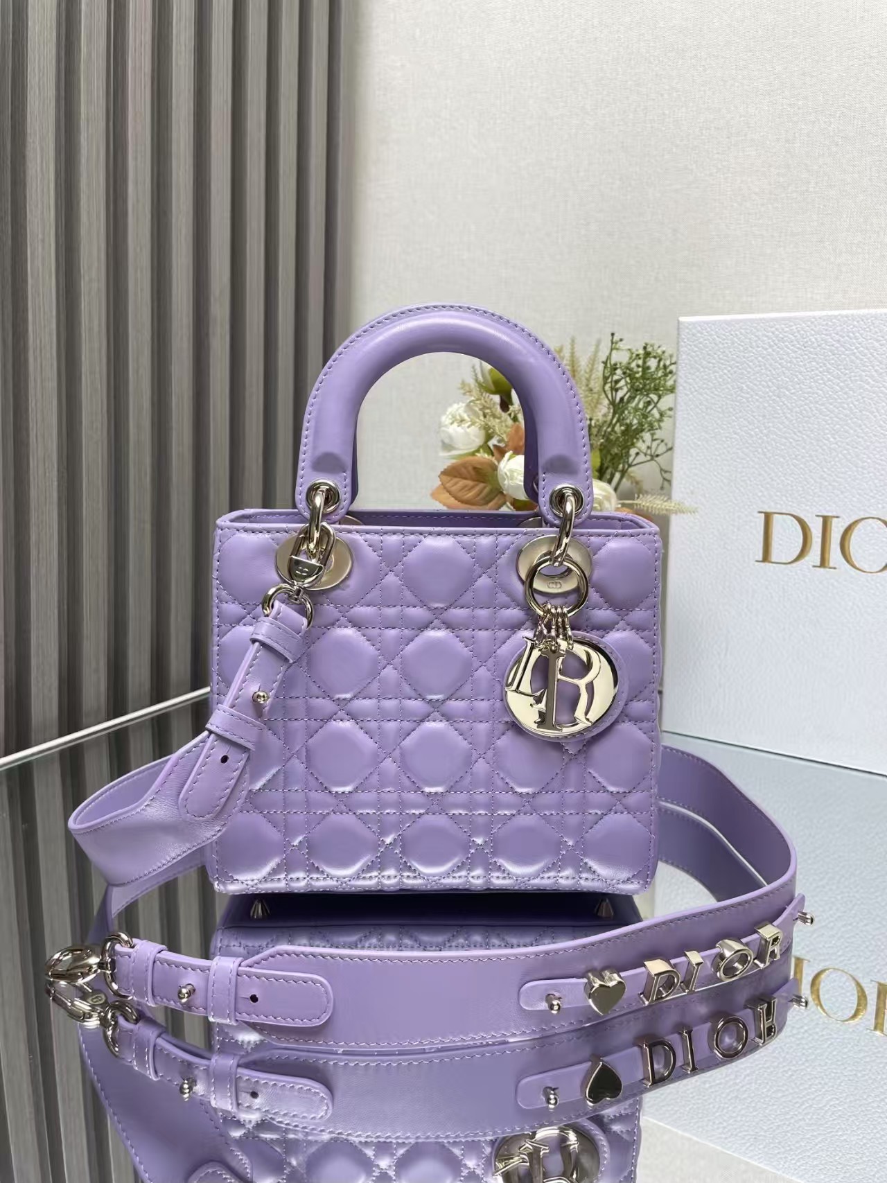 Top version Dior lady Purple sheepskin handbag - cnluxepick