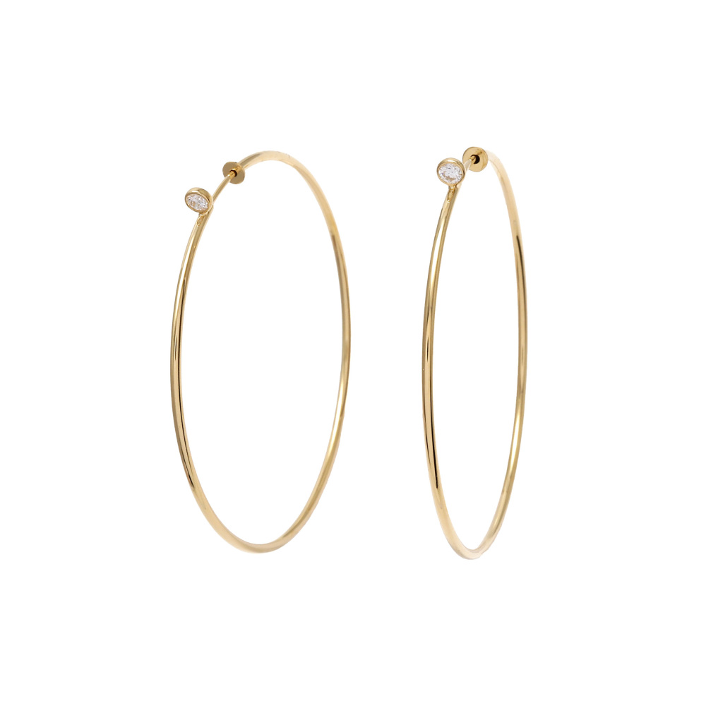 Tiffany & Co. Elsa Peretti Diamond Hoop Earrings 18K Yellow Gold 60018046