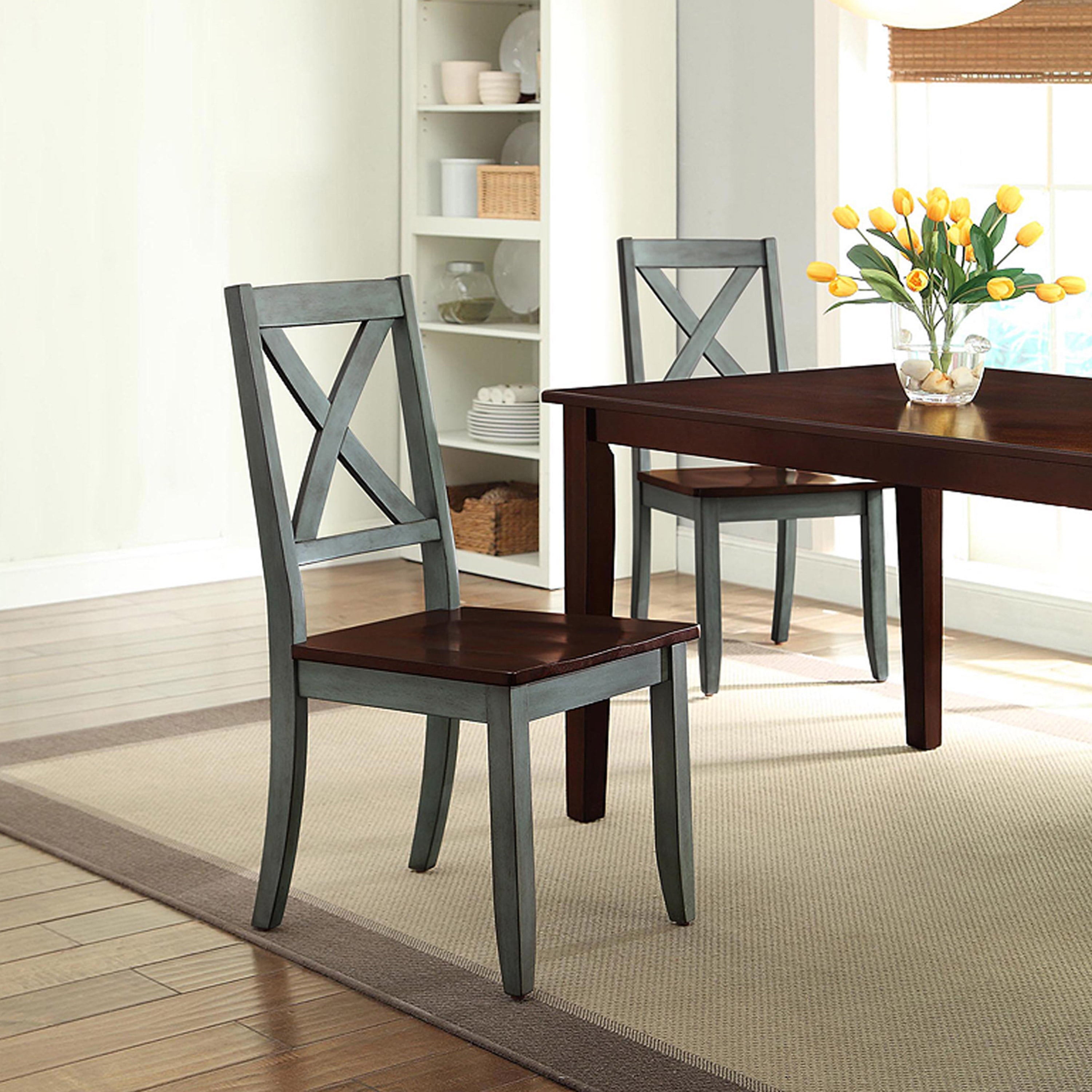 Better Homes and Gardens Maddox Crossing Dining Chairs, Set of 2, Dark Seafoam Finish