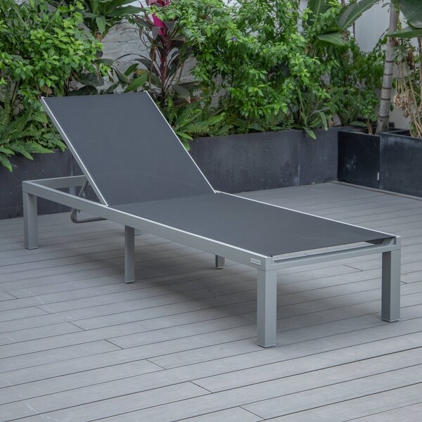 Aluminum Beach Pool Sun Lounge Chair Sling Mesh Fabric Reclining Stackable Lounger Chair