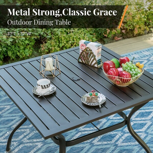 MAISON ARTS 5/7piece Patio Dining Set,4/6 Rattan Swivel Chairs with Cushion and 1 Metal Table with Umbrella Hole