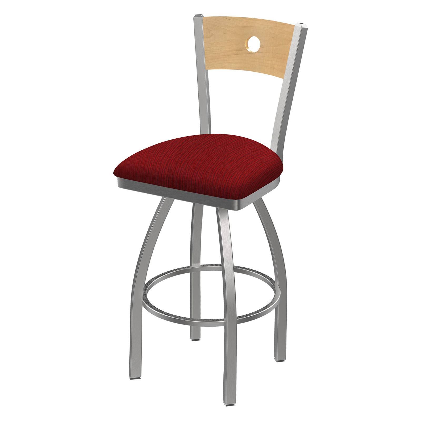 Holland Bar Stool 830 Voltaire 25x22 Counter Stool with Black Wrinkle Finish, Axis Paprika SEAT, Dark Cherry Oak BACK, and 360 S
