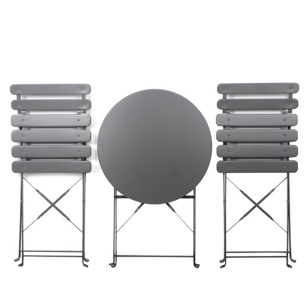 3 Pieces Patio Bistro Balcony Metail Chair Table