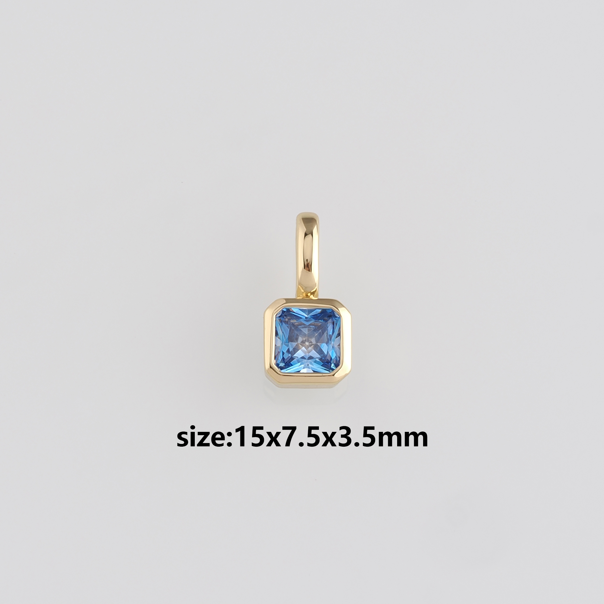 18K Gold Filled Square Pendant,Crystal Square Charm Earrings Necklace for DIY Jewelry Making Supply